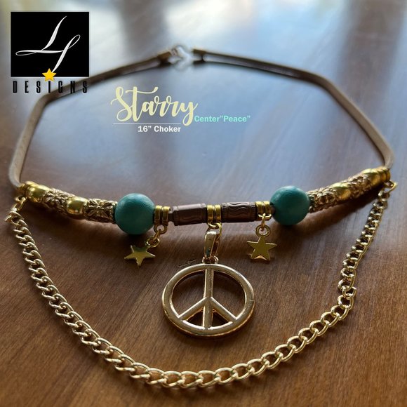 NWT: STARRY CENTER"PEACE" BOHO CHOKER - Picture 1 of 8
